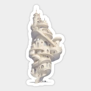 Parnassus Futuristic Victorian Art Nouveau Spiral Tower Sticker